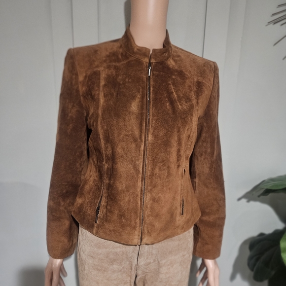 Vintage Valerie Stevens Suede Leather Jacket. Rich Brown. Size MP — 100% Leather - Picture 4 of 16